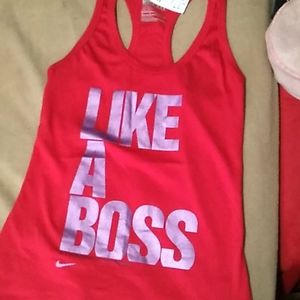 Nike red tank top, "Like A Boss"